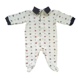 Ralph Lauren Iconic Bear Cream & Navy Footie - OS
